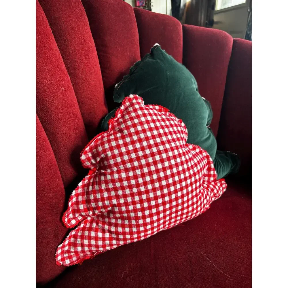 Handmade Christmas Tree Pillow Set: Red and Green Home Decor